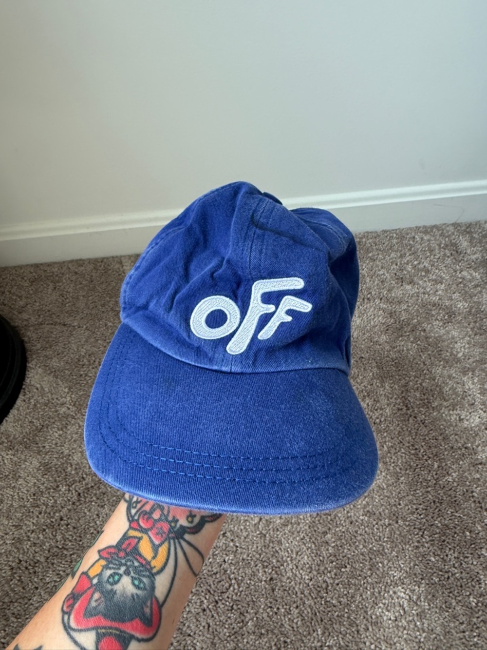 Off-White Kids Royal Blue Cotton 'OFF' Logo Cap